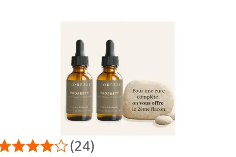 Deux flacons de mélange de fleurs de Bach pour chien, avec une offre "le 2ème flacon offert".