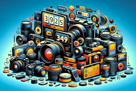 Kolekcja aparatów i akcesoriów fotograficznych. Dowiedz się, jak sprawdzić przebieg migawki w Canonie, analizując dane z liczników na ekranach.