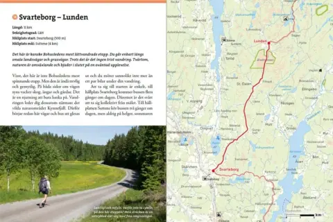 Bohusleden karta visar etapp 18 Svarteborg-Lunden. En vandringsled med vacker natur.