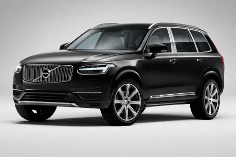 Elegancki, czarny Volvo CX90 z chromowanymi detalami i nowoczesnymi światłami, gotowy na każdą podróż.