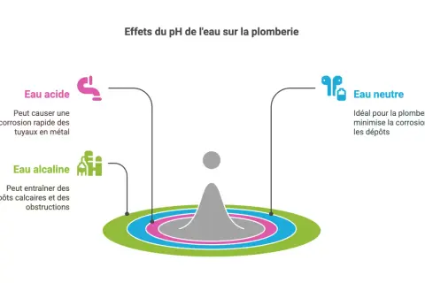 L'eau acide corrode les tuyaux, l'eau alcaline cause des dépôts. L'eau neutre est idéale pour la plomberie. Quel est le pH de l'eau ?