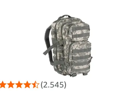 Mochila Miltec 50L con camuflaje digital, ideal para aventuras al aire libre.