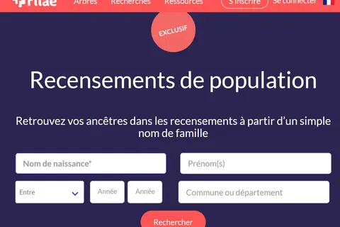 Filae Paris : recherchez vos ancêtres dans les recensements. Entrez nom, prénom, lieu et année pour retrouver votre histoire familiale.