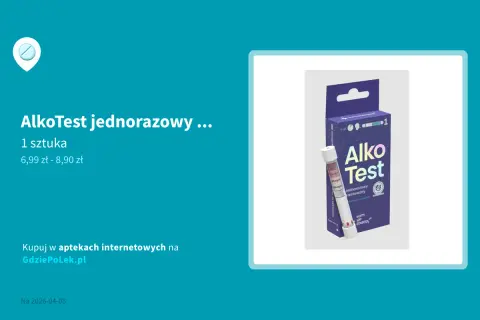Opakowanie alkomatu jednorazowego Alko Test i pojedynczy test.