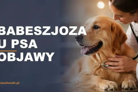 Weterynarz osłuchuje psa rasy golden retriever stetoskopem.