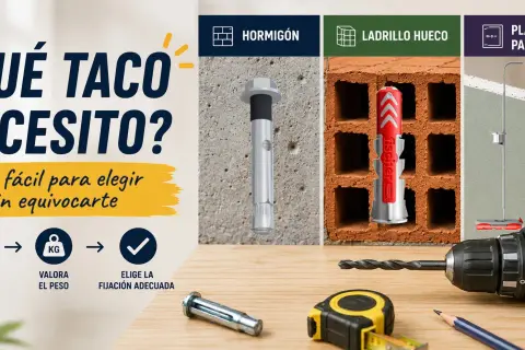 Guía para elegir los tipos de tacos para pared: hormigón, ladrillo hueco y pladur. Identifica tu pared, valora el peso y elige la fijación adecuada.