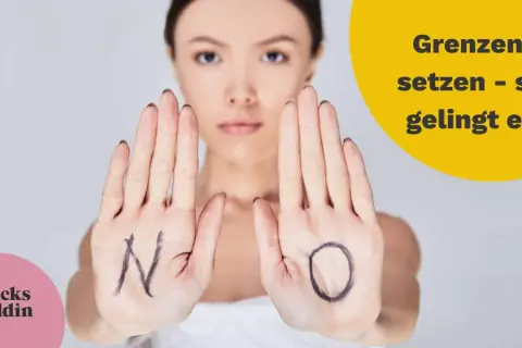 Frau zeigt Hände mit "N" und "O" – so setzt man Grenzen, auch bei Egoisten.