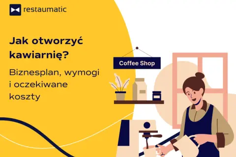 Jak otworzyć kawiarnię? Biznesplan, wymogi i oczekiwane miesięczne koszty prowadzenia kawiarni. Ilustracja przedstawia baristkę przygotowującą kawę.