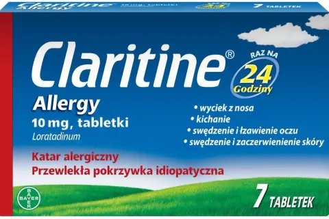 Claritine Allergy, co na alergie bez recepty, łagodzi katar, kichanie i swędzenie. 7 tabletek.