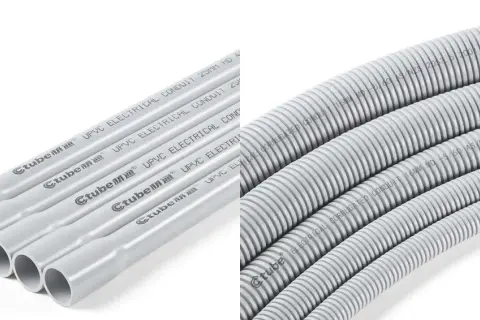 Tubos de plástico PVC lisos y corrugados para instalaciones eléctricas.