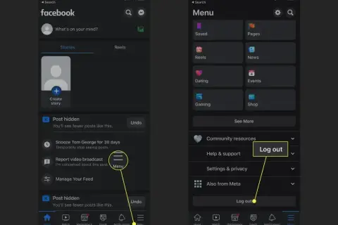 Jak wylogować się z Messengera? Kliknij Menu, a następnie "Wyloguj".