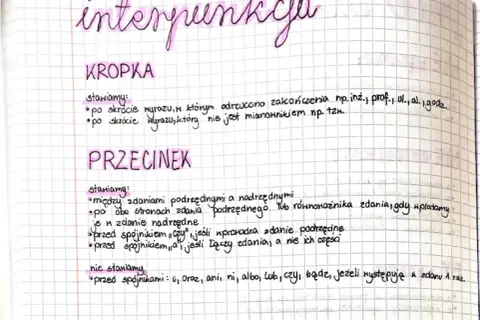 Notatki o interpunkcji: KROPKA po skrótach, PRZECINEK między zdaniami i po niektórych spójnikach.