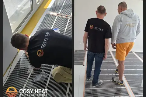Montaż folii grzewczej COSY HEAT. Niskie koszty eksploatacji to przyszłość komfortowego ogrzewania.