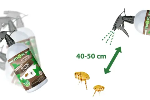 Spray STRONG Natural na pchły i pajaki, skuteczny i naturalny. Zwalcza insekty z odległości 40-50 cm.