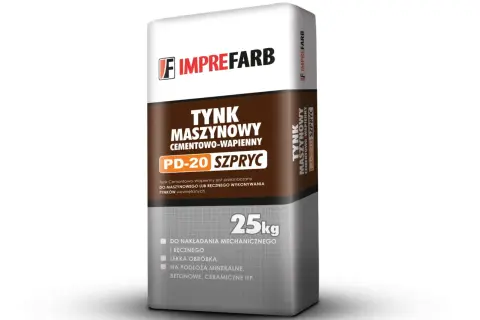Imprefarb Tynk Maszynowy Cementowo-Wapienny PD-20 Szpryc. Idealne proporcje tynku cementowo wapiennego do prac wewnętrznych.