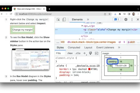 Utilisation de jQuery pour changer le style : le padding est mis en évidence dans le modèle de boîte.