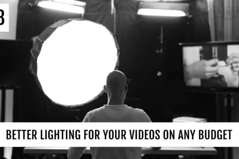 A person is filmed with professional lighting setup, showcasing the best lighting for video conferencing.