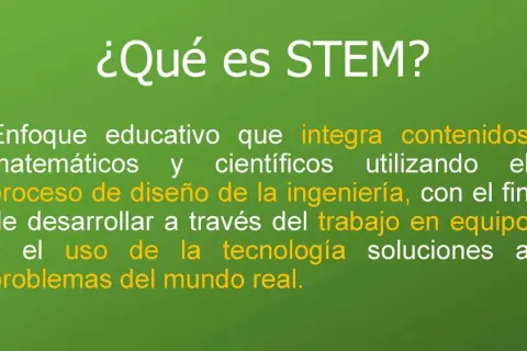 ¿Qué es STEM? Un enfoque educativo que integra matemáticas, ciencia e ingeniería para resolver problemas reales, usando tecnología y trabajo en equipo.