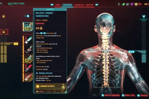 Cyberpunk 2077: ikoniczny Sandevistan Militech "Apogee" spowalnia czas, zwiększa obrażenia krytyczne i szansę na trafienie krytyczne. Potężne cyberwskaźniki, jak te legendarne bronie, zmieniają rozgrywkę.