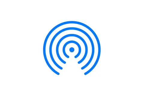 Ikona AirDrop. Symbolizuje bezprzewodowe udostępnianie plików. Airdrop co to? To funkcja Apple.