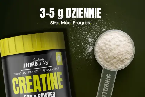 Kreatyna w proszku #HIRO.LAB. Jak ćwiczyć z kreatyną? 3-5g dziennie dla siły, mocy i progresu.