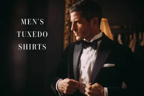 Uomo elegante che indossa una camicia diplomatica con smoking e papillon.