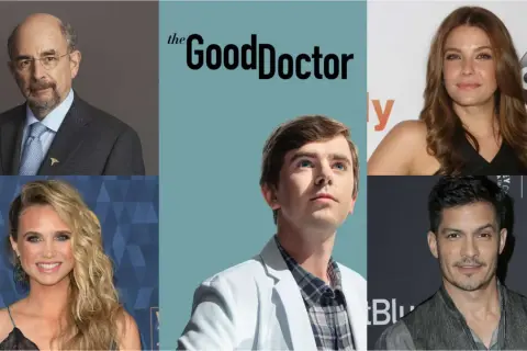 Die Hauptdarsteller der Serie "The Good Doctor": Freddie Highmore, Richard Schiff, Antonia Thomas, Will Yun Lee und Paige Spara.