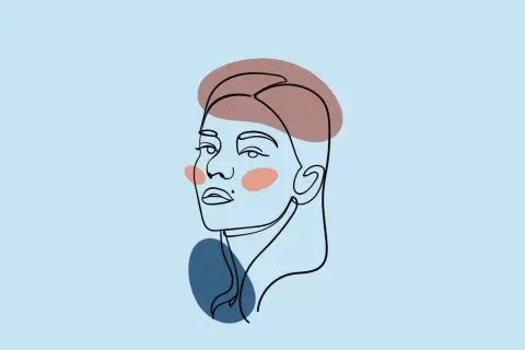 Minimalistyczna twarz z akwarelowymi plamami. Inspiracja, jak podnieść poczucie własnej wartości, by czuć się pięknie.