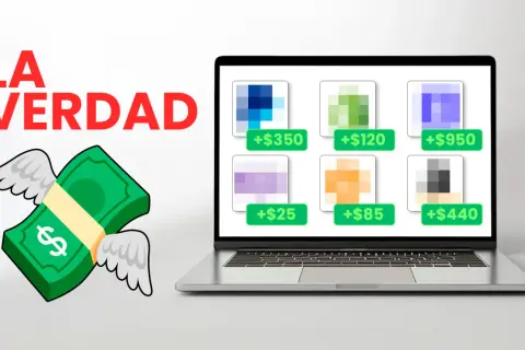 La verdad sobre cómo ganar dinero online: un billete alado y una laptop con ganancias.