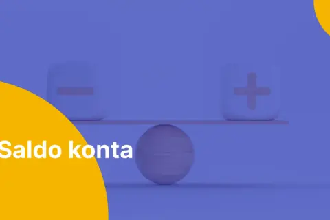 Waga z kostkami: minus i plus. Ilustruje dostępne środki a saldo.
