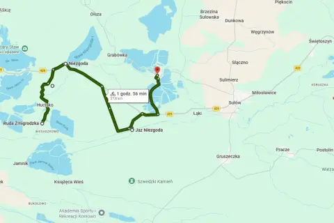 Trasa rowerowa przez malowniczą **Dolinę Baryczy**, wiodąca przez Niezgodę, Hucisko i Jaz Niezgoda.