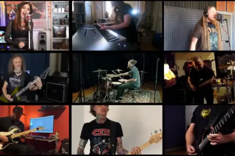 Skład Polish Metal Alliance: wokalistka, klawiszowiec, gitarzysta, perkusista, basista i dwaj gitarzyści grający na gitarach elektrycznych.