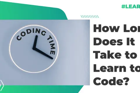 Une horloge avec "CODING TIME" écrit dessus, interrogeant combien de temps pour apprendre le code. #LEARNING