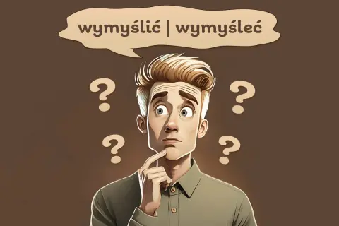 Zastanawia się, czy lepiej coś wymyślić, czy wymyśleć. Wokół niego unoszą się znaki zapytania.