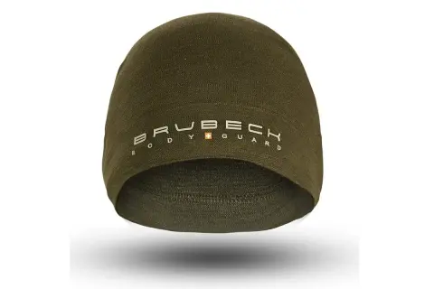 Czapka Brubeck z wełny merino w kolorze khaki, idealna na chłodne dni.