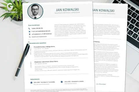 Fajne CV Jana Kowalskiego, specjalisty ds. administracji i obsługi klienta. Zawiera doświadczenie, wykształcenie i dane kontaktowe.