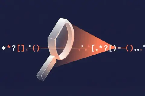 Une loupe analyse des symboles de code, comme un split Python.