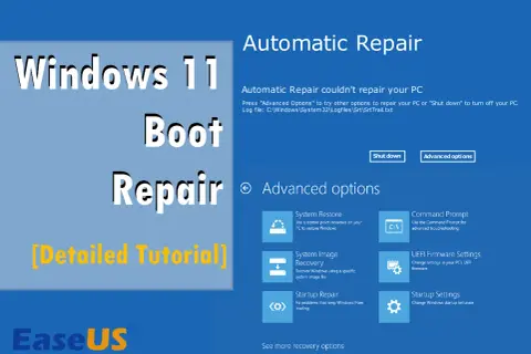 Ekran naprawy automatycznej systemu Windows 11, pokazujący opcje takie jak przywracanie systemu i wiersz poleceń. To jest ekran **windows boot manager**.