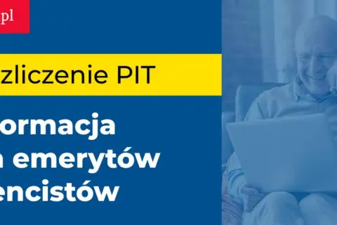 Rozliczenie PIT dla emerytów i rencistów. Uśmiechnięci seniorzy korzystają z laptopa, by wypełnić deklarację podatkową.