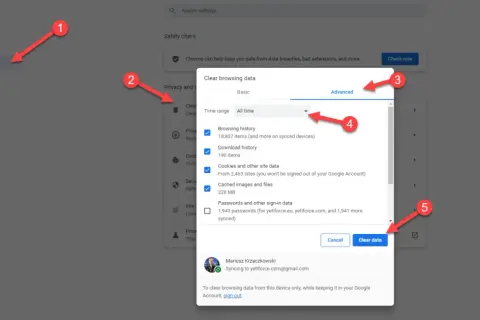 Jak wyczyścić cache Chrome: w Ustawieniach wybierz "Prywatność i bezpieczeństwo", a następnie "Wyczyść dane przeglądania". Wybierz zakres czasu i dane do usunięcia.