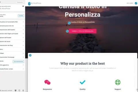 Personalizzazione di un sito web con WordPress. Modifica del titolo e delle sezioni per creare un sito accattivante.