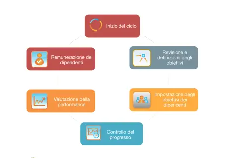 Ciclo di gestione per obiettivi (MBO): inizio, definizione obiettivi, impostazione, controllo progressi, valutazione performance e remunerazione. Esempi pratici.