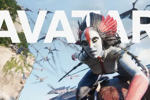 En Na'vi-krigare med fjädrar i håret flyger på ett bevingat djur. Bakom henne syns klippor och fler flygande varelser. Hur många avatar filmer finns det?