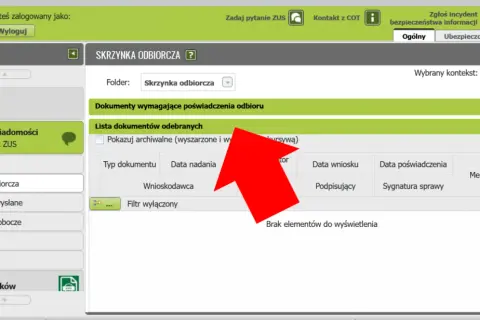 Gdzie znaleźć numer świadczenia emerytalnego? W skrzynce odbiorczej ZUS, w zakładce "Dokumenty i wiadomości".