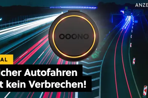 Ooono Blitzer warnt vor Gefahren auf der Autobahn. Sicher Autofahren ist kein Verbrechen!