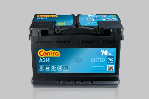 Akumulator Centra AGM 70Ah 760A, z technologią Absorbent Glass Mat, idealny do aut z systemem Start-Stop.