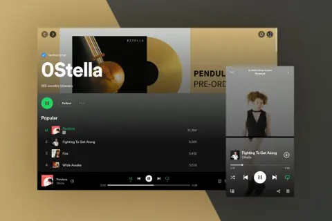 Spotify artist page for ØStella, showing popular tracks like "Fighting To Get Along." This is how to release a single.