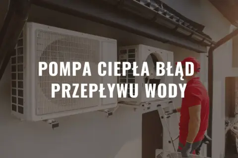 Pompa ciepła Atlantic błąd 370 - przepływu wody. Technik w czerwonej koszulce sprawdza jednostkę zewnętrzną.