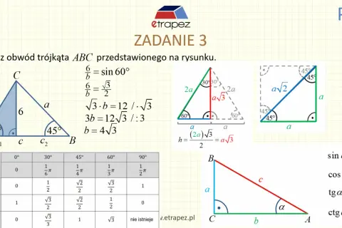Trójkąt ABC z kątem 60 stopni. Obliczono bok b, który wynosi 4√3.