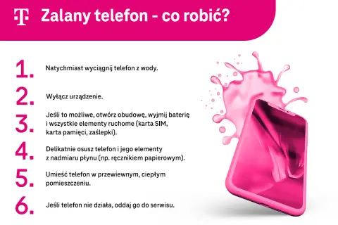 Co zrobić, gdy telefon wpadnie do wody? Wyciągnij, wyłącz, osusz i oddaj do serwisu, jeśli nie działa.